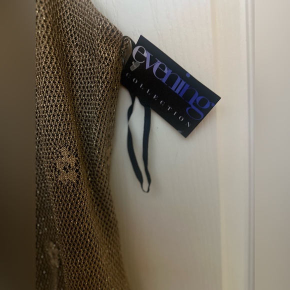 NWT-Vintage NAHDREE Lifestyle Gold Color Overlay Black  Silts Zipper Dress. 10. - Picture 4 of 8